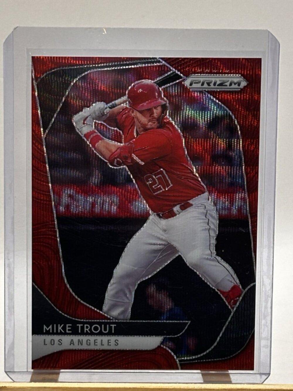2022 Panini Prizm Prizm #138 Mike Trout Red Wave 98 /99 Color Match Angels